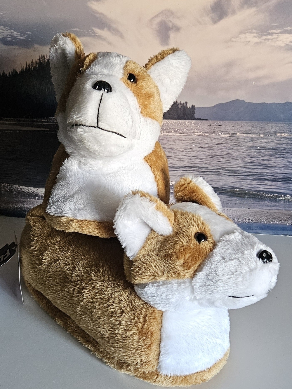 NWT Silver Lilly Funziez Welsh Corgi Dog Slippers